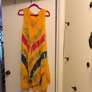 NWT-Colorful Sleeveless Dress with Floral Design